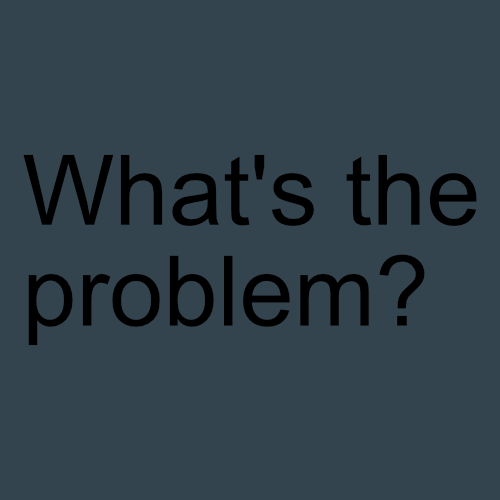 Black text on a dark blue background: "What's the problem?" Below, in small dark blue text: Add the following part to the URL after .D E: /headings. Then you will find your way.